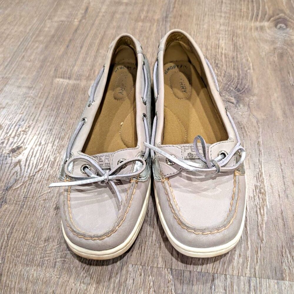 Sperry Top-Sider Songfish Boat Shoes Grey Metallic Silver Size 7.5M